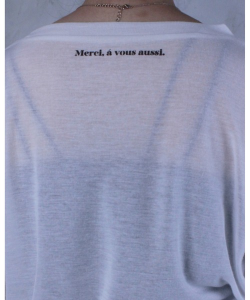 amini（アミニ）の「シアーフライスPTカットソー（Tシャツ/カットソー・レディース・オフホワイト/ブラック・MEDIUM）」の9枚目の写真