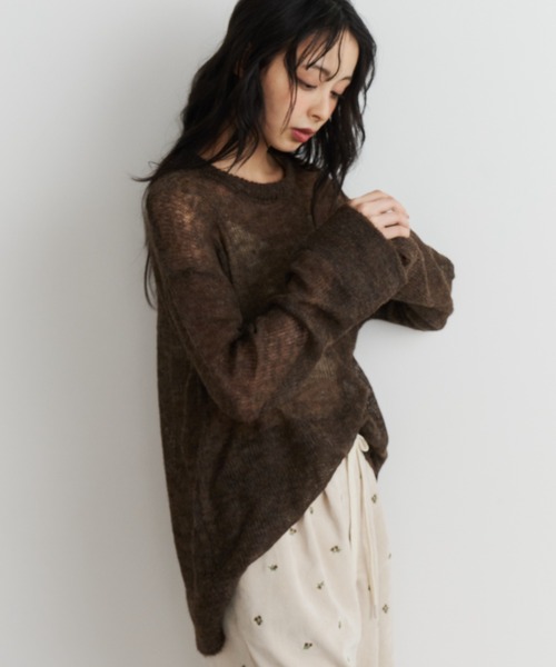 Unitage（ユニテージ）の「モヘアタッチニットプルオーバー（ニット/セーター・レディース・ライトブルー/ダークブラウン/アイボリー・FREE）」の4枚目の写真