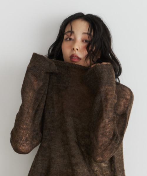 Unitage（ユニテージ）の「モヘアタッチニットプルオーバー（ニット/セーター・レディース・ライトブルー/ダークブラウン/アイボリー・FREE）」の7枚目の写真