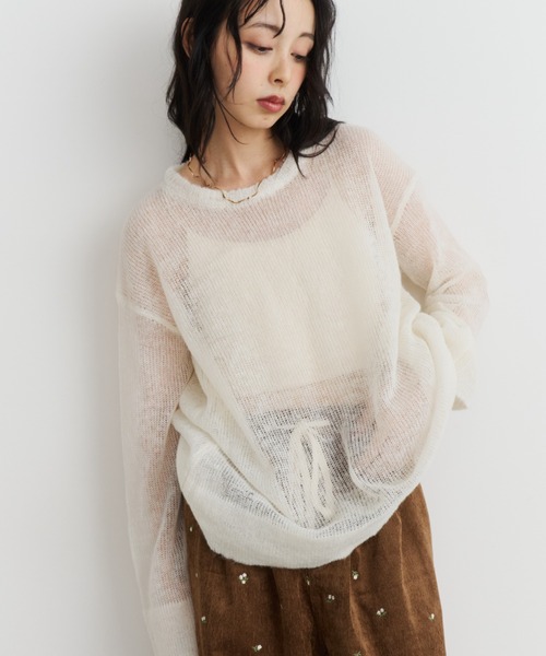 Unitage（ユニテージ）の「モヘアタッチニットプルオーバー（ニット/セーター・レディース・ライトブルー/ダークブラウン/アイボリー・FREE）」の14枚目の写真