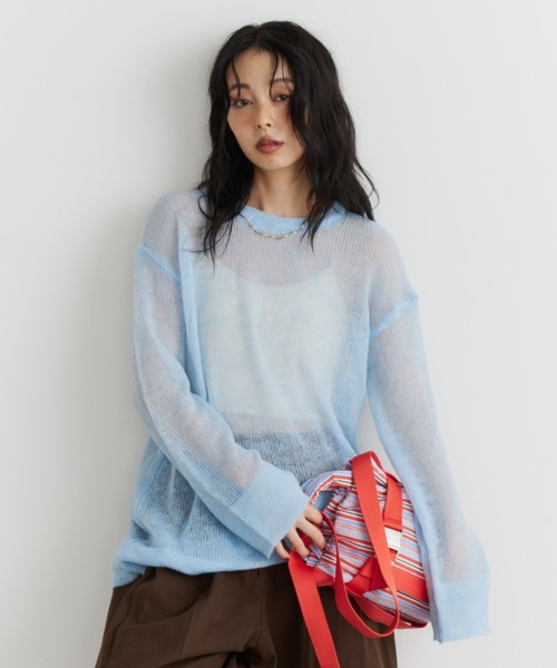 Unitage（ユニテージ）の「モヘアタッチニットプルオーバー（ニット/セーター・レディース・ライトブルー/ダークブラウン/アイボリー・FREE）」の22枚目の写真