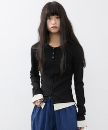 アンダーレイヤー ヘンリーネックTシャツ_ブラック