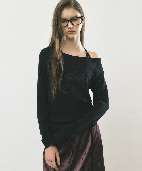 NICK&NICOLE(ニックアンドニコール)の「NICOLE BUTTERFLY ラグラントップ ブラック(Tシャツ/カットソー・レディース・ブラック・FREE)」の2枚目の写真