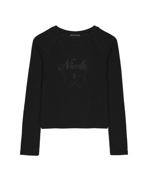 NICK&NICOLE(ニックアンドニコール)の「NICOLE BUTTERFLY ラグラントップ ブラック(Tシャツ/カットソー・レディース・ブラック・FREE)」の4枚目の写真