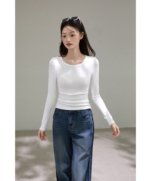 Bifrost(ビフレスト)の「万能スモールラウンドネックカットソー(Tシャツ/カットソー・レディース・ブルー/ネイビー/ピンク/ホワイト/グレー/ブラック・FREE)」の16枚目の写真