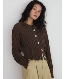 Crushed mesh knit cardigan