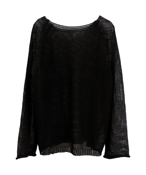 ISOOK（アイスー）の「ラウンドネックメッシュオーバーサイズニット(chiica select) / メッシュニット 長袖 シアー 透かし編み ローゲージ プルオーバー（ニット/セーター・レディース・ホワイト/ブラック・FREE）」の10枚目の写真