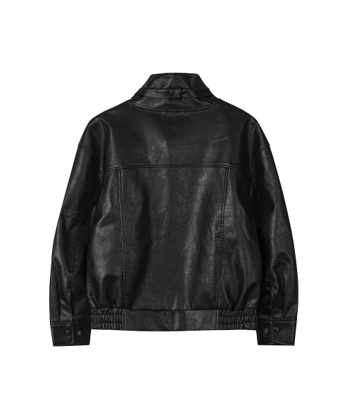 SECONDMONO（セカンドモノローグ）の「ハイネックレザーブルゾン [ブラック]_SEWJK007BLACK（ライダースジャケット・レディース・その他・F）」の6枚目の写真