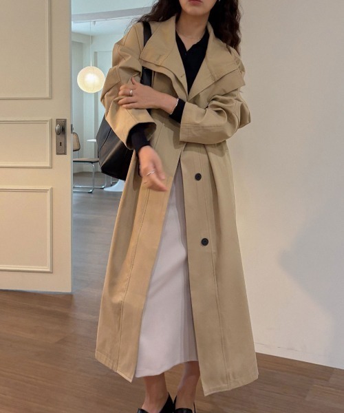 FAVORITO（ファヴォリート）の「シングルブレストウエストマークコート（その他アウター・レディース・ベージュ/モカ・F）」の2枚目の写真