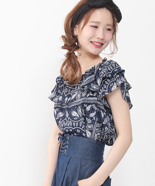 one after another NICE CLAUP（ワンアフターアナザーナイスクラップ）の「いろいろ素材ザビエルブラウス（シャツ/ブラウス・レディース・ネイビー/オフホワイト/ブラック/ピンク・FREE）」の3枚目の写真