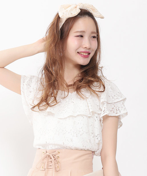 one after another NICE CLAUP（ワンアフターアナザーナイスクラップ）の「いろいろ素材ザビエルブラウス（シャツ/ブラウス・レディース・ネイビー/オフホワイト/ブラック/ピンク・FREE）」の10枚目の写真