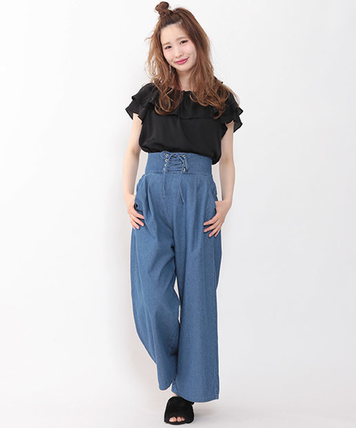 one after another NICE CLAUP（ワンアフターアナザーナイスクラップ）の「いろいろ素材ザビエルブラウス（シャツ/ブラウス・レディース・ネイビー/オフホワイト/ブラック/ピンク・FREE）」の14枚目の写真