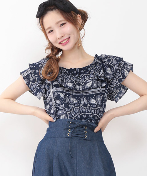 one after another NICE CLAUP（ワンアフターアナザーナイスクラップ）の「いろいろ素材ザビエルブラウス（シャツ/ブラウス・レディース・ネイビー/オフホワイト/ブラック/ピンク・FREE）」の11枚目の写真