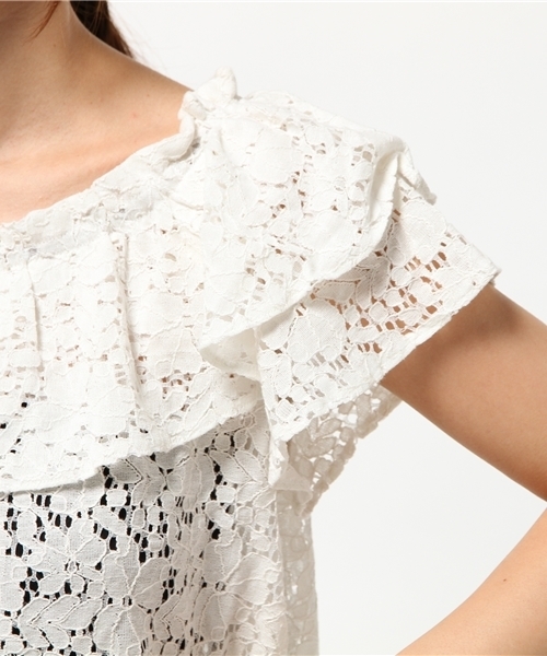 one after another NICE CLAUP（ワンアフターアナザーナイスクラップ）の「いろいろ素材ザビエルブラウス（シャツ/ブラウス・レディース・ネイビー/オフホワイト/ブラック/ピンク・FREE）」の8枚目の写真