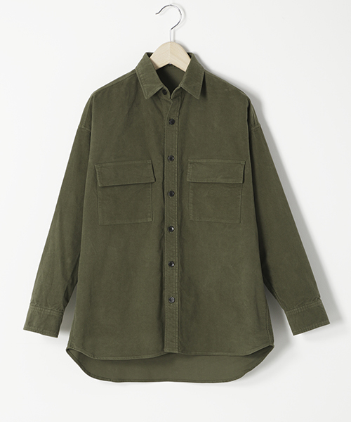 HELIOPOLE（エリオポール）の「モールスキン起毛オーバーシャツ（シャツ/ブラウス・レディース・ベージュ/モスグリーン・38）」の10枚目の写真