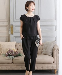 タイト フォーマル セレモニー ロング 丈&結婚式 フリル セットアップ パーティー パンツドレス オケージョンドレス お呼ばれ 七五三 ママ お宮参り 学校行事 二次会 成人式 