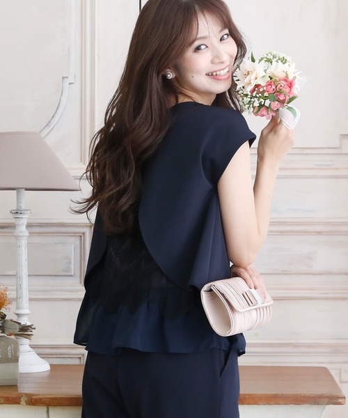 PourVous（プールヴー）の「タイト フォーマル セレモニー ロング丈&結婚式 フリル セットアップ パーティー パンツドレス オケージョンドレス お呼ばれ 七五三 ママ お宮参り 学校行事 二次会 成人式 （パンツドレス・レディース・ブラック/ネイビー/グレー・XL/L/M/S/XXL/4L）」の19枚目の写真