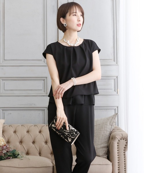 PourVous（プールヴー）の「タイト フォーマル セレモニー ロング丈&結婚式 フリル セットアップ パーティー パンツドレス オケージョンドレス お呼ばれ 七五三 ママ お宮参り 学校行事 二次会 成人式 （パンツドレス・レディース・ブラック/ネイビー/グレー・XL/L/M/S/XXL/4L）」の15枚目の写真