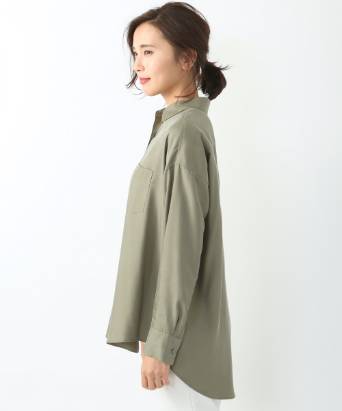 qualite（カリテ）の「ドレープビックブラウス（シャツ/ブラウス・レディース・ダークブラウン/カーキ・2）」の4枚目の写真