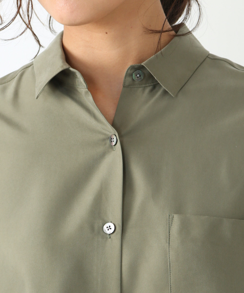 qualite（カリテ）の「ドレープビックブラウス（シャツ/ブラウス・レディース・ダークブラウン/カーキ・2）」の16枚目の写真