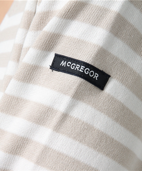 McGREGOR(マックレガー)の「ボーダー柄Vネックニット(ニット/セーター・レディース・アイボリー/サンドベージュ・L/M)」の4枚目の写真