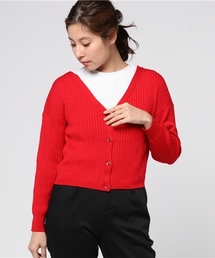 mysty woman | 4者混ワイドリブニットオフショルVネックカーディガン(カーディガン/ボレロ)