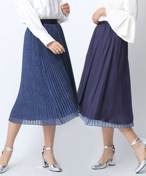 Andemiu（アンデミュウ）の「【リバーシブル!】チュールプリーツ２ＷＡＹスカート749652（スカート・レディース・ピンク/ブルー/グレー・FREE）」の2枚目の写真