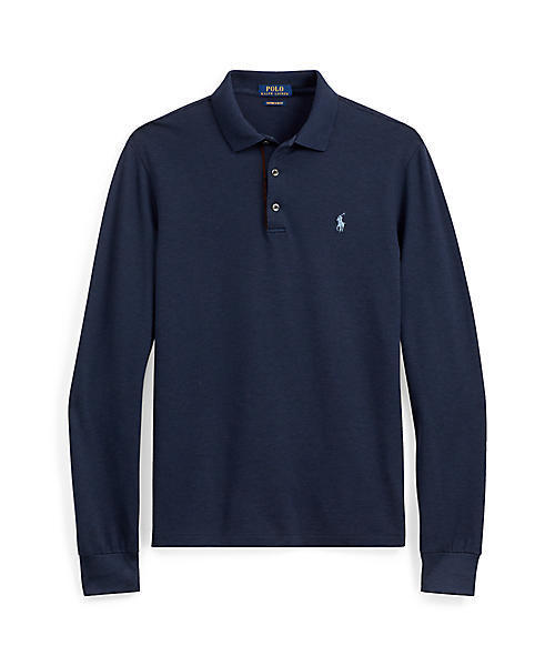 POLO RALPH LAUREN(ポロ ラルフ ローレン)の「カスタム スリムストレッチ メッシュ ポロシャツ(ポロシャツ・メンズ・ダークグレー/ブルー系9/ライトグレー・LARGE/MEDIUM/SMALL)」の1枚目の写真