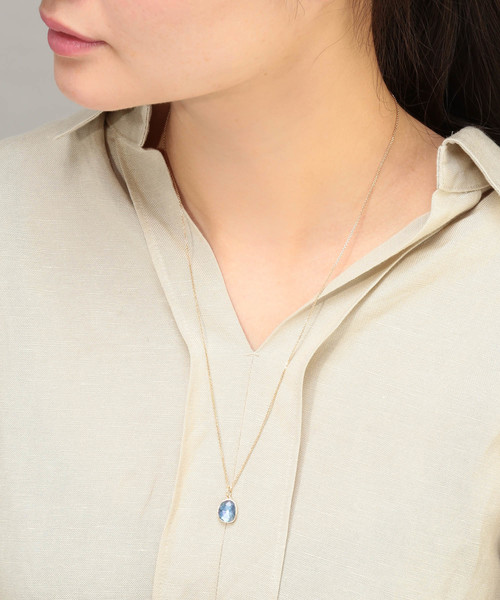 agete K10ブルーサファイア・クオーツ・白蝶貝チャーム