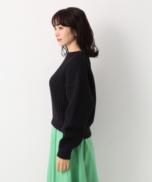 A part by（アパートバイ）の「3GCoAcワッフルPO 782150（ニット/セーター・レディース・ネイビー/オフホワイト/イエロー・FREE）」の12枚目の写真