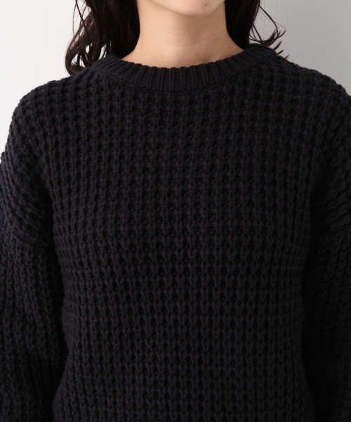 A part by（アパートバイ）の「3GCoAcワッフルPO 782150（ニット/セーター・レディース・ネイビー/オフホワイト/イエロー・FREE）」の5枚目の写真