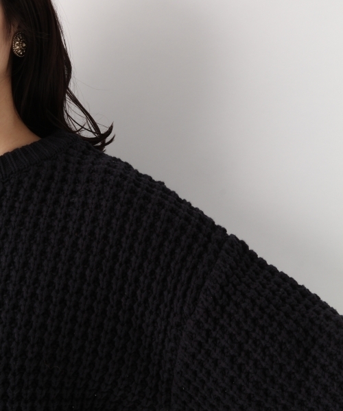 A part by（アパートバイ）の「3GCoAcワッフルPO 782150（ニット/セーター・レディース・ネイビー/オフホワイト/イエロー・FREE）」の4枚目の写真