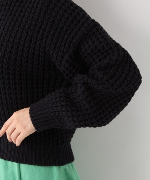 A part by（アパートバイ）の「3GCoAcワッフルPO 782150（ニット/セーター・レディース・ネイビー/オフホワイト/イエロー・FREE）」の6枚目の写真