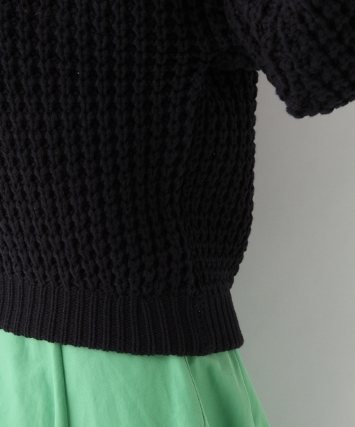 A part by（アパートバイ）の「3GCoAcワッフルPO 782150（ニット/セーター・レディース・ネイビー/オフホワイト/イエロー・FREE）」の10枚目の写真