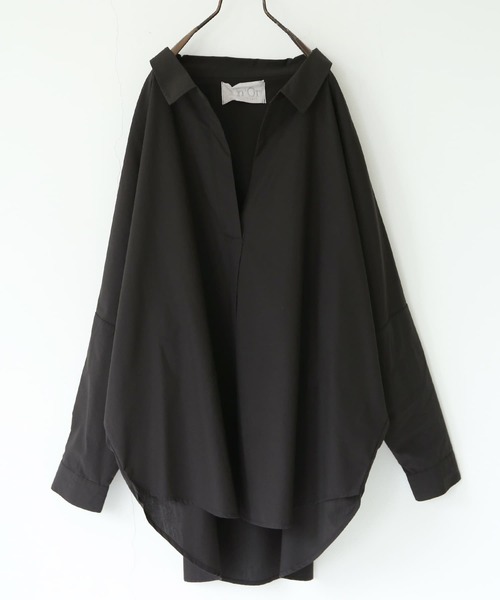 n'OrLABEL（ノアールレーベル）の「『スキッパーネックシルエットシャツ』（シャツ/ブラウス・レディース・ホワイト/ブラック/カーキ/ピンクベージュ・FREE）」の14枚目の写真