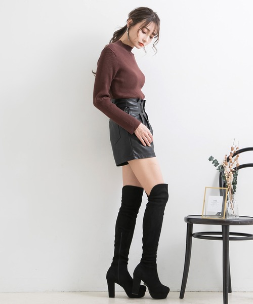 Newlyme（ニューリーミー）の「美脚フィットニーハイブーツ（ブーツ・レディース・ボルドー/ダークブラウン/クリアブラック/モカ/ブラック系その他2/ブラック/ベージュ/ブラック系その他/パープル/キャメル・22.5㎝/22cm/23.5㎝/23㎝/24.5㎝/24㎝/25.5cm/25㎝/26cm/21cm/21.5㎝/25cm/21.5cm）」の21枚目の写真