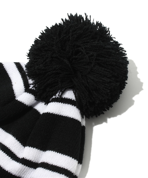 BEAMS（ビームス）の「◎INTERFACE / STRIPE POM POM BEANIE（ニットキャップ/ビーニー・メンズ・ブラック/ワイン・ONE SIZE）」の5枚目の写真