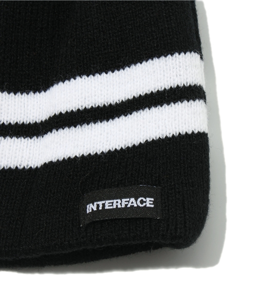 BEAMS（ビームス）の「◎INTERFACE / STRIPE POM POM BEANIE（ニットキャップ/ビーニー・メンズ・ブラック/ワイン・ONE SIZE）」の6枚目の写真