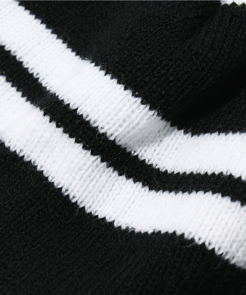 BEAMS（ビームス）の「◎INTERFACE / STRIPE POM POM BEANIE（ニットキャップ/ビーニー・メンズ・ブラック/ワイン・ONE SIZE）」の7枚目の写真