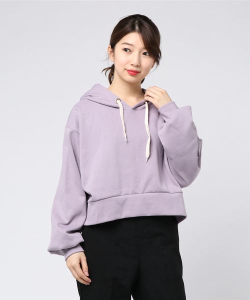 archives（アルシーヴ）の「ショートプルパーカ（パーカー・レディース・ブラック/ベージュ/オフホワイト/パープル・MEDIUM）」の4枚目の写真