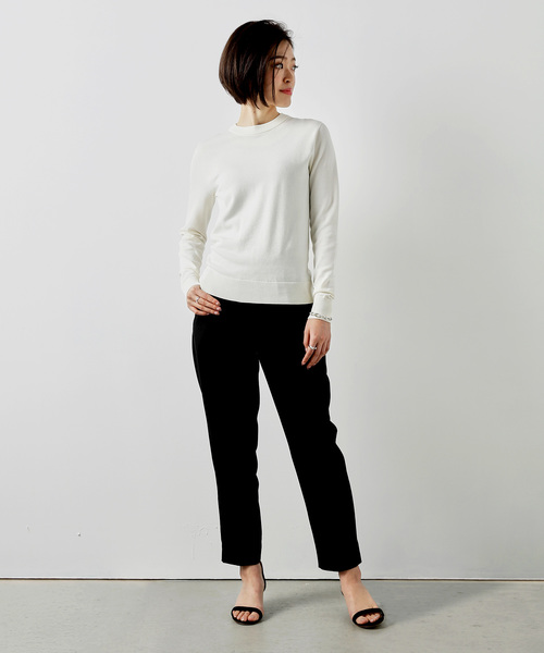 ZOZO（ゾゾ）の「ホールガーメントコットンクルーネックニットプルオーバー（パターンオーダー）／ネイビー[WOMEN]（ニット/セーター・レディース・ネイビー・マルチサイズ）」の3枚目の写真