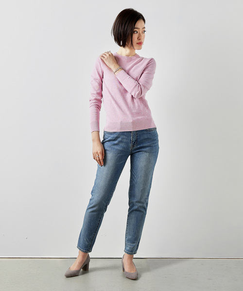 ZOZO（ゾゾ）の「ホールガーメントコットンクルーネックニットプルオーバー（パターンオーダー）／ネイビー[WOMEN]（ニット/セーター・レディース・ネイビー・マルチサイズ）」の5枚目の写真