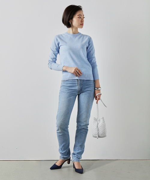 ZOZO（ゾゾ）の「ホールガーメントコットンクルーネックニットプルオーバー（パターンオーダー）／ネイビー[WOMEN]（ニット/セーター・レディース・ネイビー・マルチサイズ）」の6枚目の写真