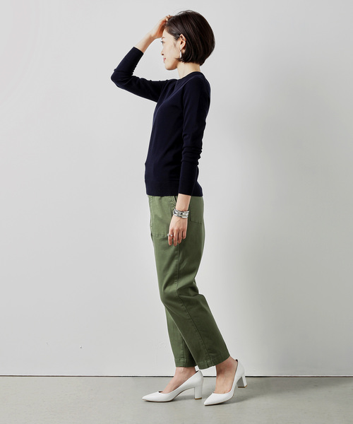 ZOZO（ゾゾ）の「ホールガーメントコットンクルーネックニットプルオーバー（パターンオーダー）／ネイビー[WOMEN]（ニット/セーター・レディース・ネイビー・マルチサイズ）」の8枚目の写真