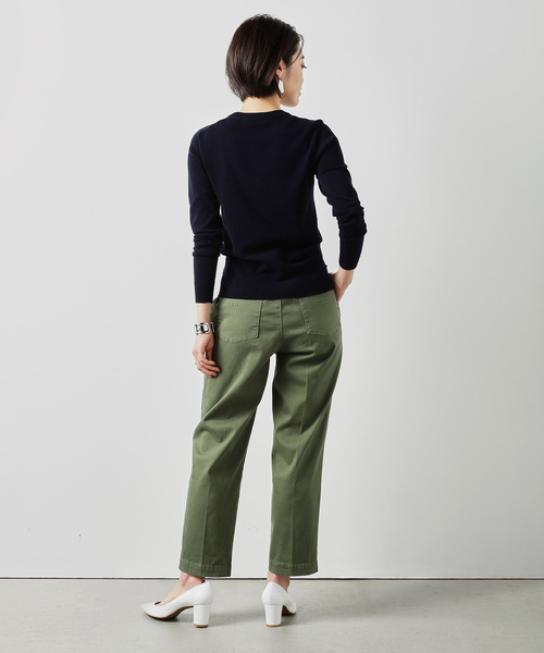ZOZO（ゾゾ）の「ホールガーメントコットンクルーネックニットプルオーバー（パターンオーダー）／ネイビー[WOMEN]（ニット/セーター・レディース・ネイビー・マルチサイズ）」の9枚目の写真