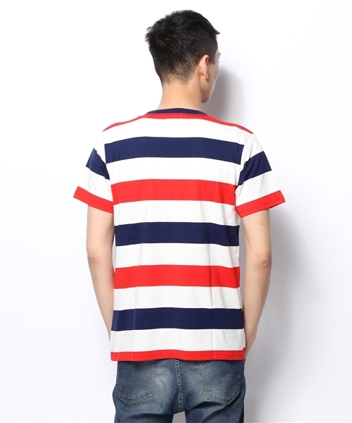 WEGO（ウィゴー）の「WEGO/ワイドボーダーTシャツ（Tシャツ/カットソー・メンズ・グリーン/トリコロール/ブルー/ブラック/ターコイズブルー・LARGE/MEDIUM）」の13枚目の写真