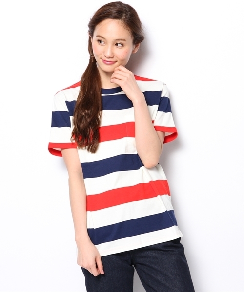 WEGO（ウィゴー）の「WEGO/ワイドボーダーTシャツ（Tシャツ/カットソー・メンズ・グリーン/トリコロール/ブルー/ブラック/ターコイズブルー・LARGE/MEDIUM）」の10枚目の写真