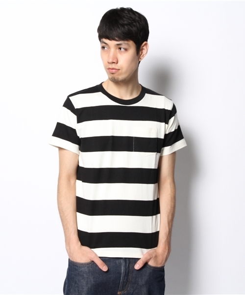 WEGO（ウィゴー）の「WEGO/ワイドボーダーTシャツ（Tシャツ/カットソー・メンズ・グリーン/トリコロール/ブルー/ブラック/ターコイズブルー・LARGE/MEDIUM）」の18枚目の写真