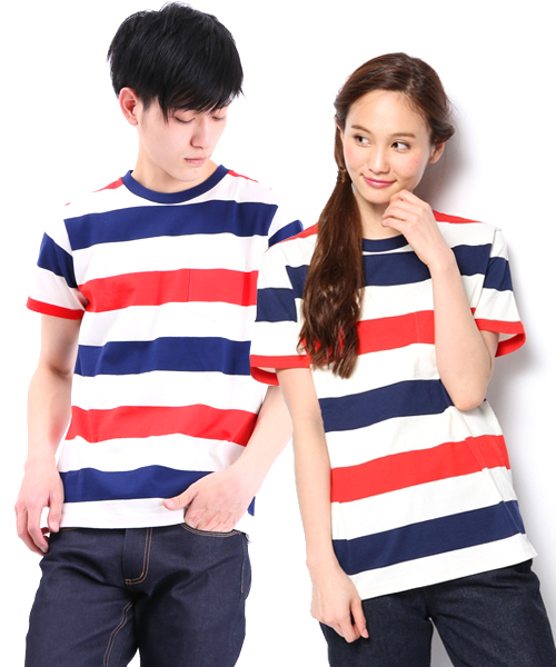 WEGO（ウィゴー）の「WEGO/ワイドボーダーTシャツ（Tシャツ/カットソー・メンズ・グリーン/トリコロール/ブルー/ブラック/ターコイズブルー・LARGE/MEDIUM）」の20枚目の写真