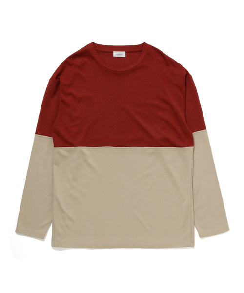 JUNRED(ジュンレッド)の「ポンチクルーネック切替ロンT(Tシャツ/カットソー・メンズ・ブラック系その他/ベージュ系その他/オレンジ系その他・S/M/L)」の1枚目の写真